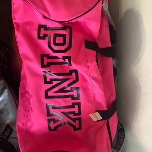 PINK duffel bag with water bottle